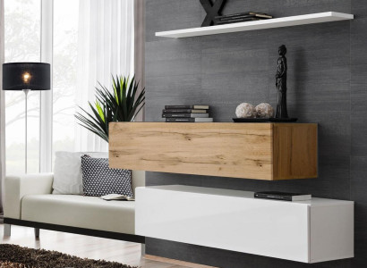 Wohnwand 130 cm Designer 2x Wandschrank Garnitur Set Möbel Holz Wohnzimmer